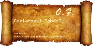 Oszlanszki Fabó névjegykártya